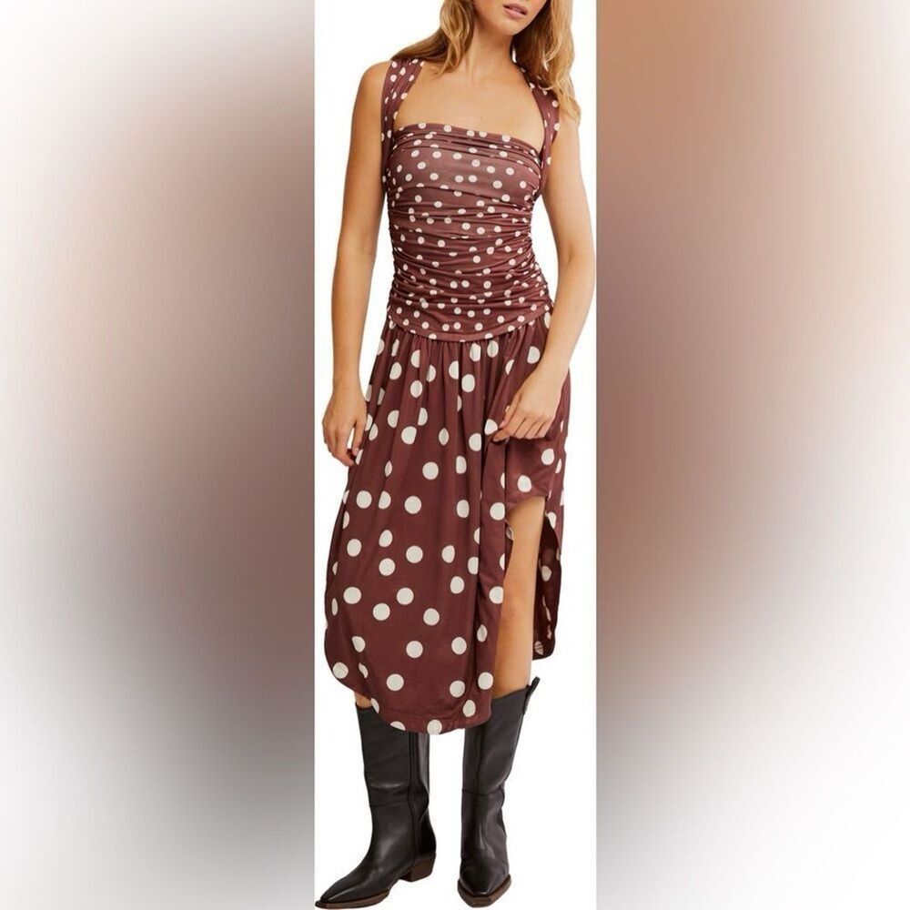 Free People Raylon Variegated Polka Dot Midi Dress Size Med